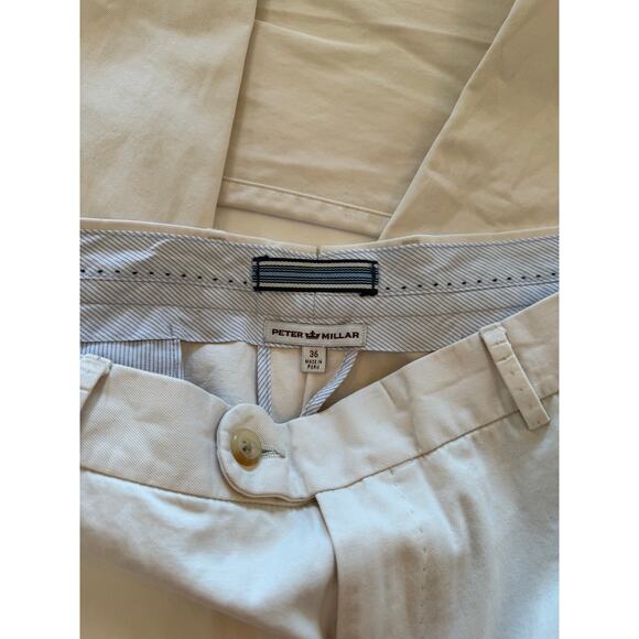 Peter Millar Cream Crown Flat Front Classic Fit Trouser Sz 36x34 Pima Cotton - Picture 3 of 7